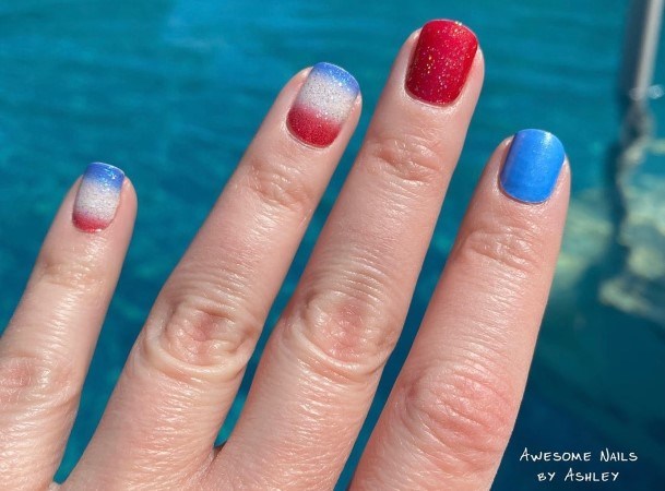 Nail Ideas Womens Red White And Blue Design