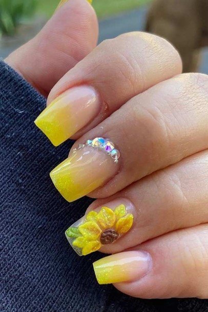 Nail Ideas Womens Short Yellow Design