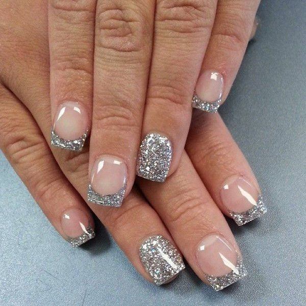 Nail Ideas Womens Silver French Tip Design