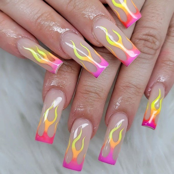 Nail Ideas Womens Yellow Square Design