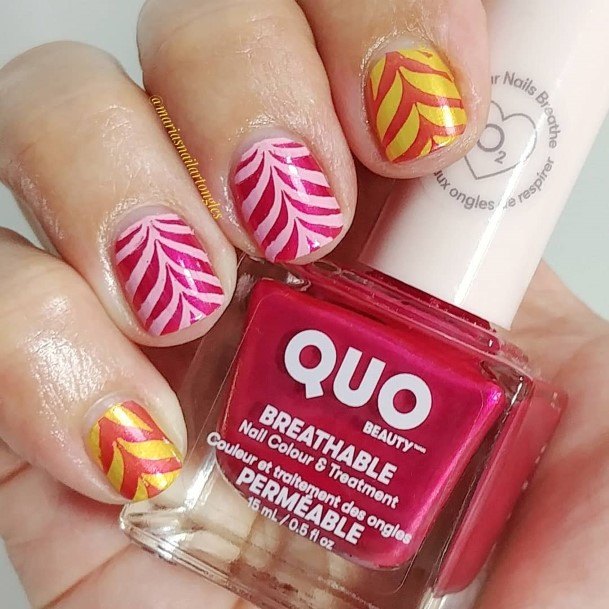 Nail Ideas Yellow And Pink Design For Girls