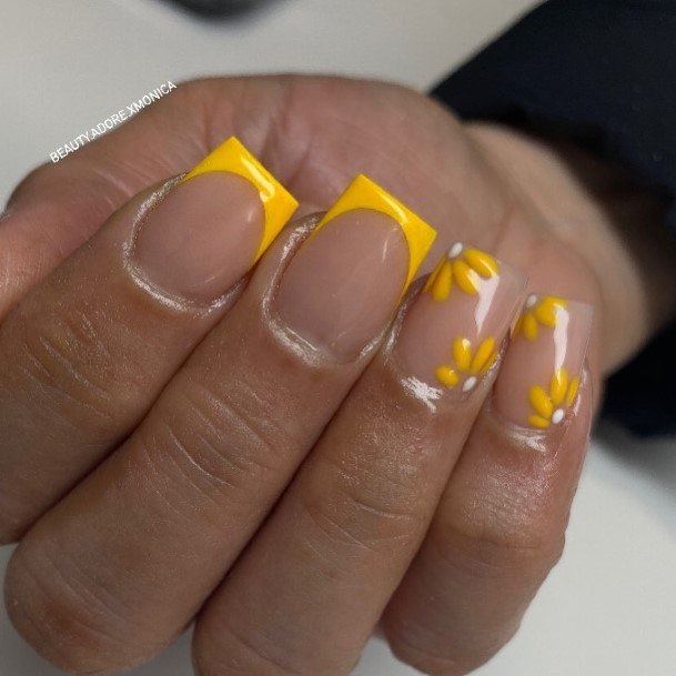 Top 100 Best Yellow French Tip Nails For Women - Fingernail Design Ideas