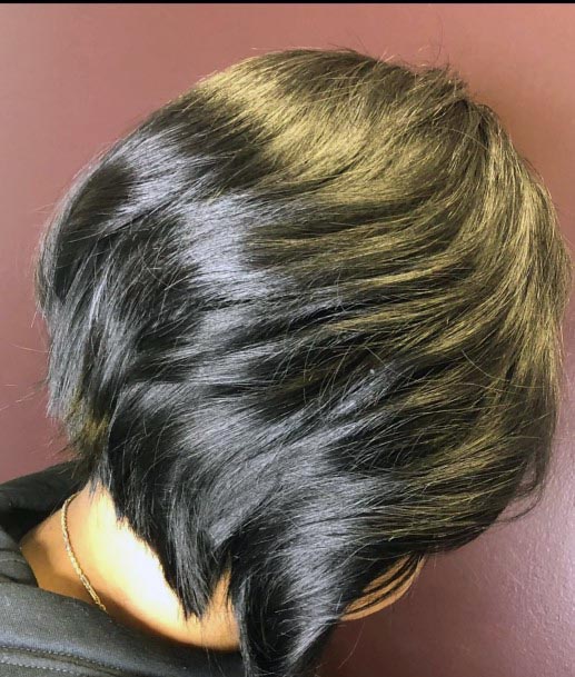 Natural Black Bob With Low Maintenance Silky And Natural Volume Styled Hair