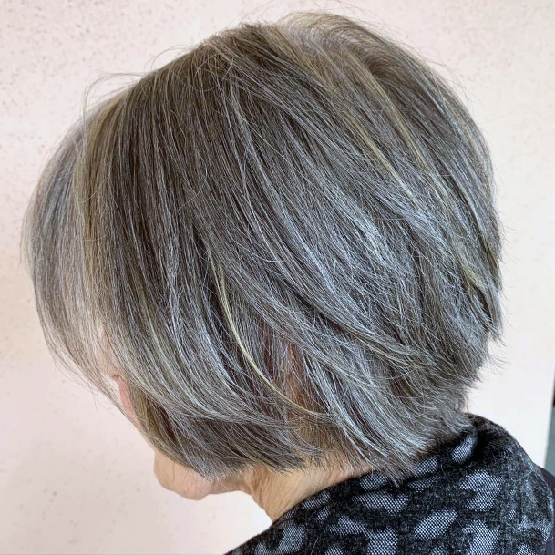 Natural Grey Chin Length Hairstyles For Older Women