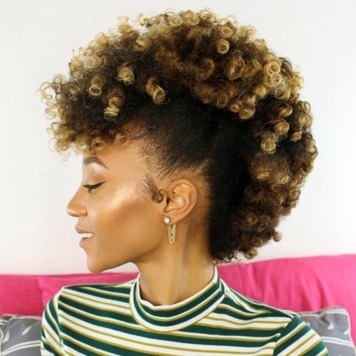 Natural Hairstyles For Black Women Blonde Ends Curly Mohawk