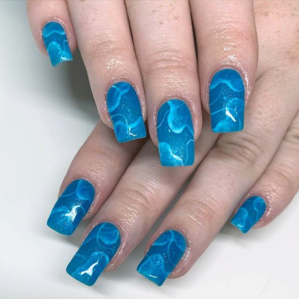 Natural Waves Blue Water Nails Women