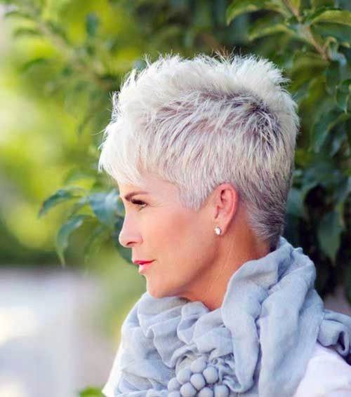 Natural White Spiky Pixie Short Hairstyles For Older Women