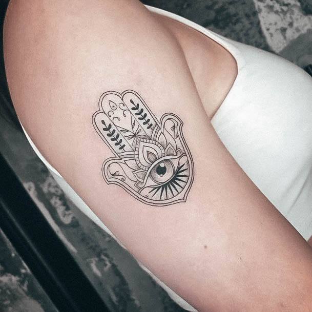 Neat All Seeing Eye Tattoo On Female