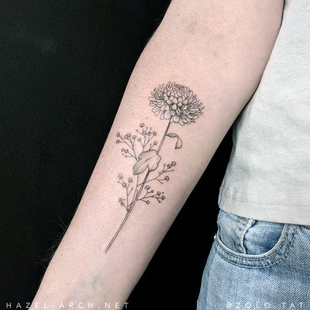 Neat Babys Breath Tattoo On Female