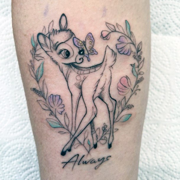 Neat Bambi Tattoo On Female