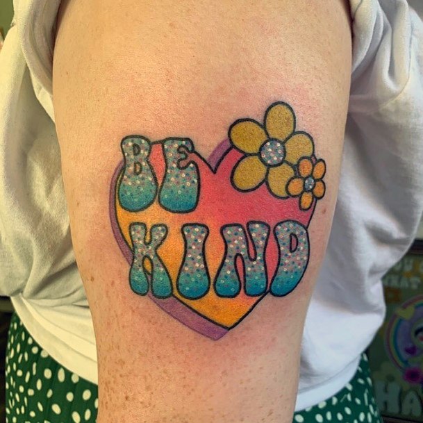 Neat Be Kind Tattoo On Female