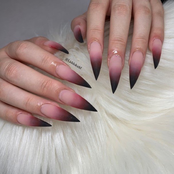 Neat Black Ombre Nail On Female