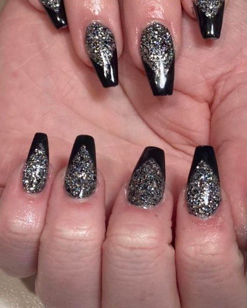 Neat Black Prom Nail On Female