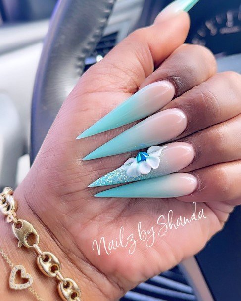 Neat Blue Ombre Nail On Female