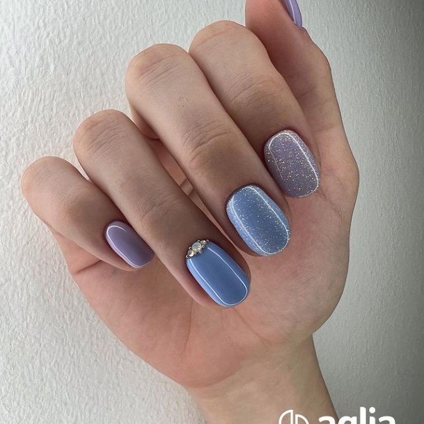 Neat Blue Winter Nail On Female