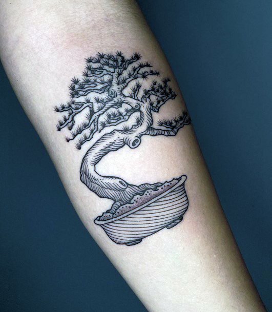 Neat Bonsai Tattoo On Female