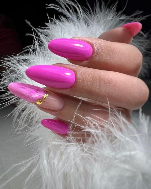 Neat Bright Pink Nail On Female