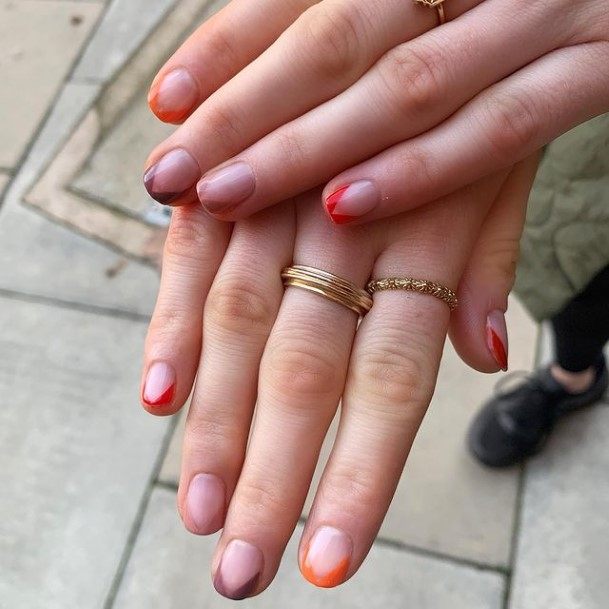 Neat Brown French Tip Nail On Female