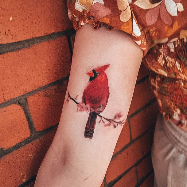 Neat Cardinal Tattoo On Female