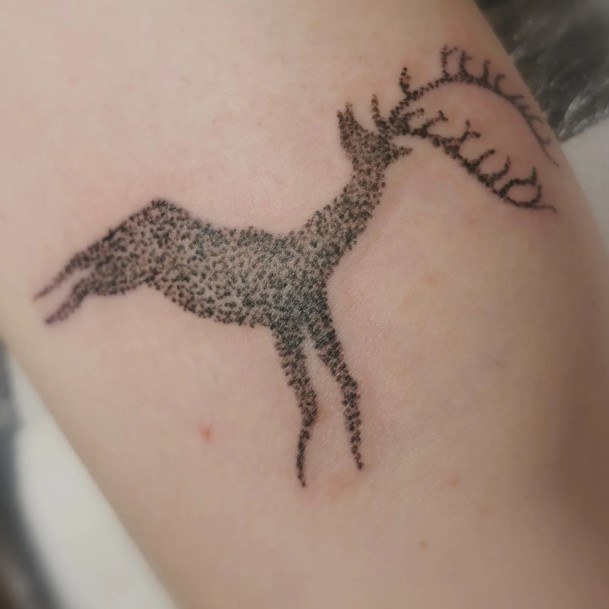 Neat Caribou Reindeer Tattoo On Female