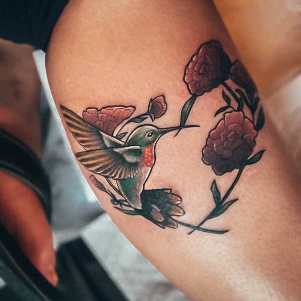 Neat Carnation Tattoo On Female