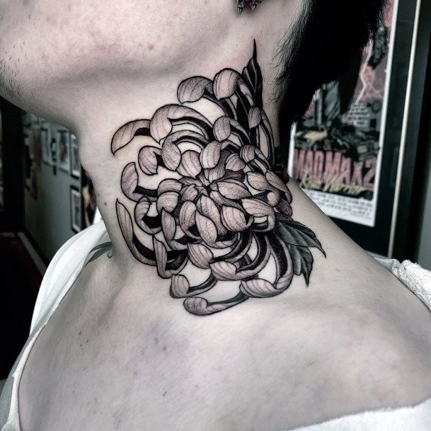 Neat Chrysanthemum Tattoo On Female