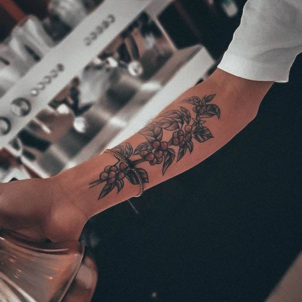 Neat Coffee Bean Tattoo On Female