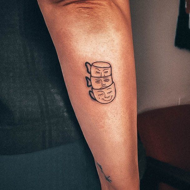 Neat Coffee Mug Tattoo On Female