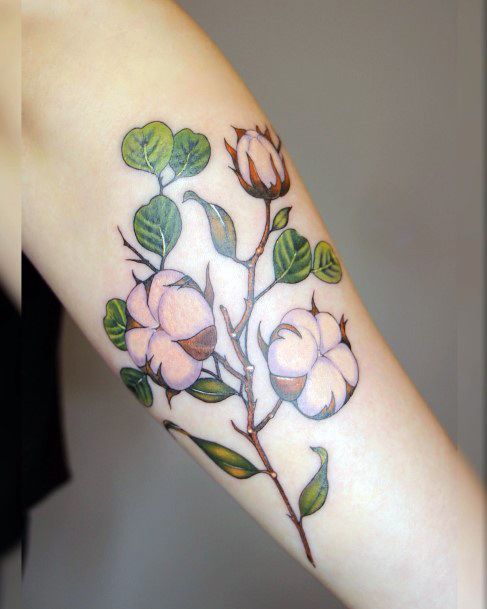 Neat Cotton Tattoo On Female