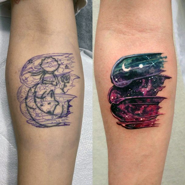 Neat Cover Up Tattoo On Female