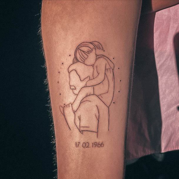 Neat Dad Tattoo On Female