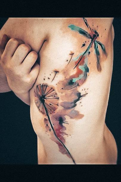 Neat Dandelion Tattoo On Female