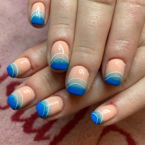 Neat Dark Blue Ombre Nail On Female