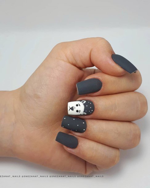 Neat Dark Grey Nail On Female