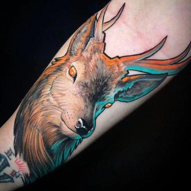 Neat Deer Tattoo On Female