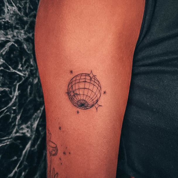 Neat Disco Ball Tattoo On Female