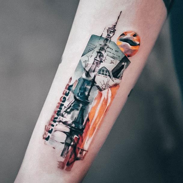 Neat Eiffel Tower Tattoo On Female