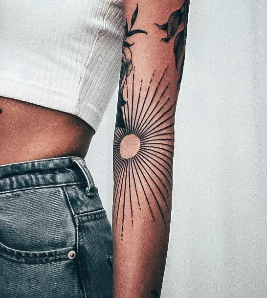 Neat Elbow Tattoo On Female