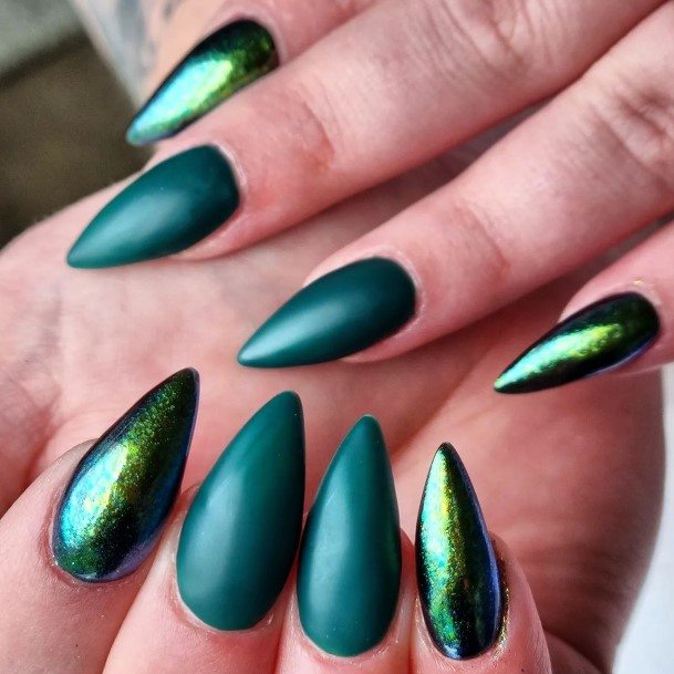 Neat Emerald Green Nail On Female