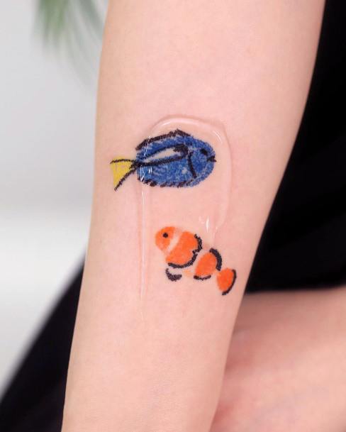 Neat Finding Nemo Tattoo On Female