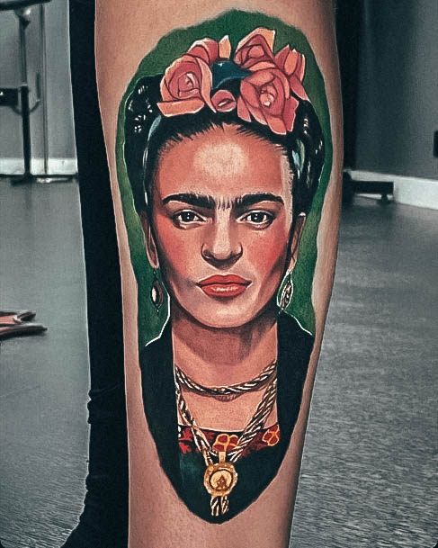 Neat Frida Tattoo On Female