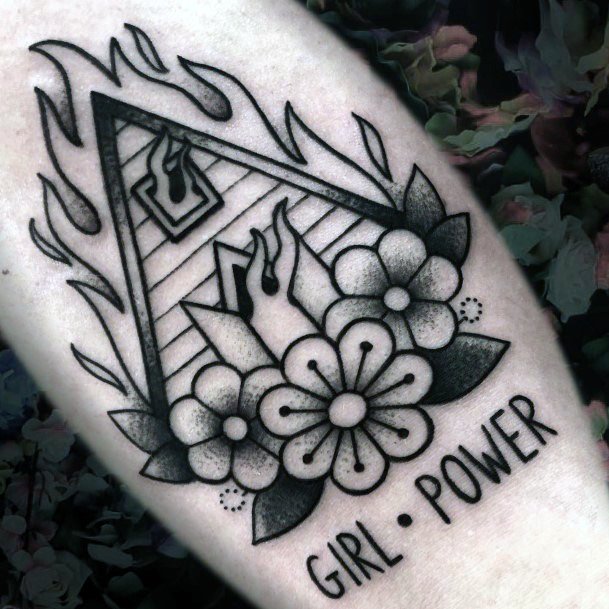 Neat Girl Power Tattoo On Female
