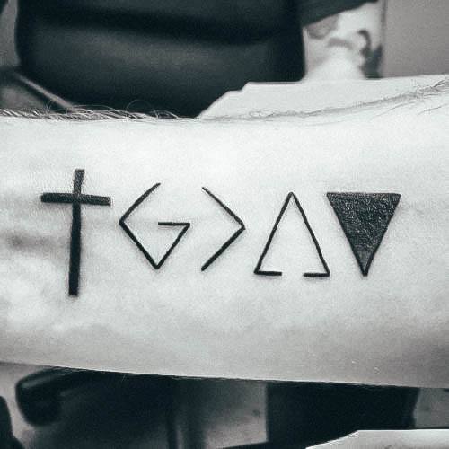 Neat God Is Greater Than The Highs And Lows Tattoo On Female