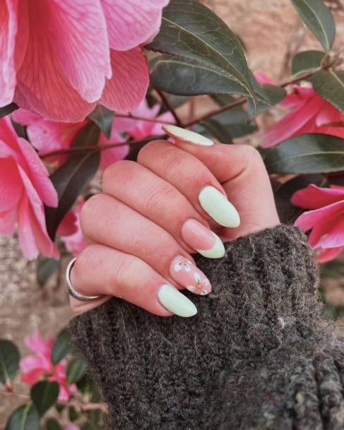 Neat Green And Pink Nail On Female