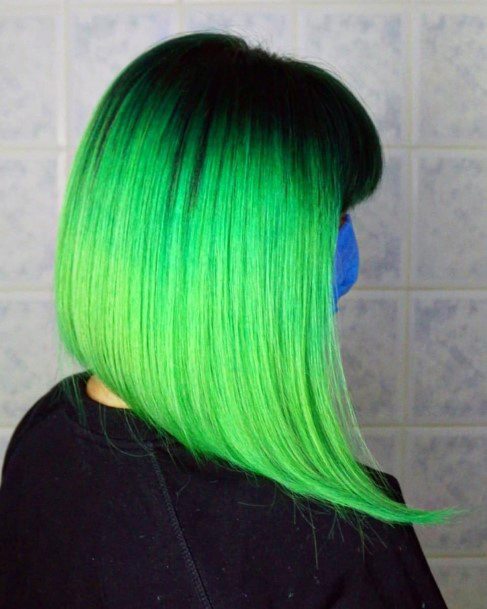 Neat Green Hairstyles On Female