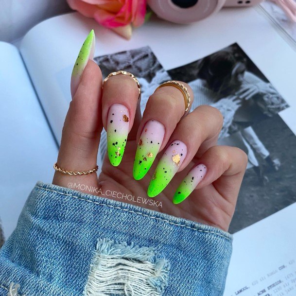 Neat Green Ombre Nail On Female