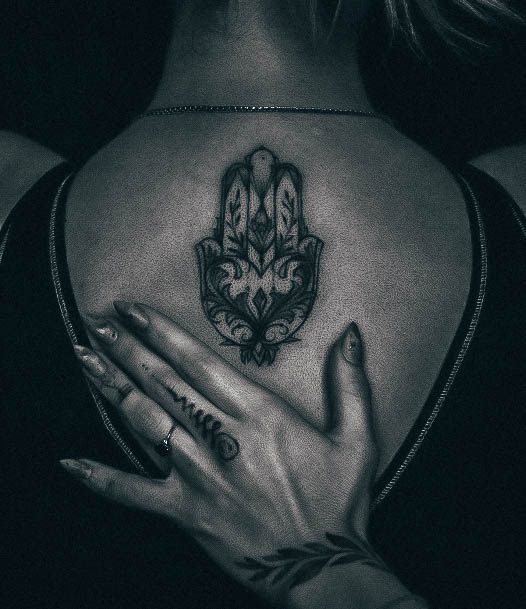 Neat Hamsa Tattoo On Female