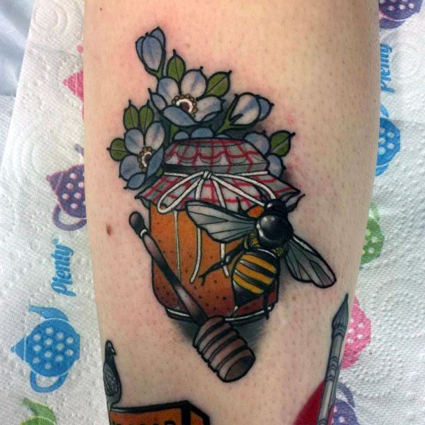 Neat Honey Tattoo On Female