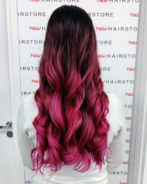 Neat Hot Pink Hairstyles On Female