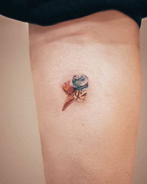 Neat Ice Cream Tattoo On Female